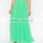 Solid Color Neon Sexy Long Chiffon Pleated Maxi Skirt