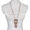 Vintage Necklace With Ox Horn Awl Arrow Head Pendant Connected Rope Chain In Antique Gold/Silver Native American Tassel Jewelry