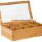 High qualtiy factory supplied painted wooden tea cup bags storage box with compartments