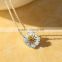 Sterling Silver Lovely Daisy Flower Charm Chain Pendant Necklace