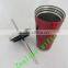 Tumbler, travel mug, vacuum double wall, stainless steel with straw