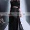 2015 New Fashion Black Half Lace Sleeves Women Evening Dress