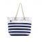 Nautical Rope Handle Tote stripe/chevron canvas beach bag