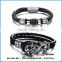 Fashion mens stainless steel magnetic leather bracelet