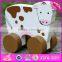 2017 New products kids animal car toy wooden cow toy W04A322