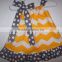 Children's yellow chevron and polka dot hem girls pillowcase dresses with ribbon childrens boutique clothing