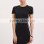 Fashion Custom Baseball Tee Dress Cotton Spandex Curved Hem Short Sleeve Striped Side Black T Shirt Dress