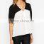 2016 Guangzhou Shandao Brand OEM Summer New Casual Style Short Sleeve V Neck Black And White Color Chiffon Blouse Designs