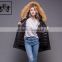 Newest Fashionabl Hood Parka Black Coat 100% Polyester Fur Collar Down Feather Lined Winter Bomber Jacket