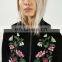 Tall velvet floral embroidered bomber jacket ladies fashionable front zipper bomber jacket