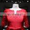 1A947 Red Satin Dress Lace Sleeve Knee Length Evening Dress Prom Dress