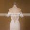 Graceful Off Shoulder Sheer Back Mermaid Lace Beaded Wedding Dress Real Sample