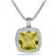 sterling silver Jewelry 20mm albion pendant with lemon citrine and diamonds(P-095)