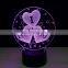 3D I Love You Heart Night Light 7 Color Changing Illusion Lamp