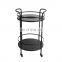 K&B wholesale high quality iron glass black modern luxury drinks trolley bar cart