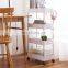 Metal Mesh Rolling Cart Space-saving Storage Rack Shelving With Basket And Cover Board