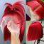 Hot Red Colored HD Transparent Short Bob Human Hair Wigs Peruvian Red Straight 13x4 Lace Front Wig For Women PrePlucked Glueless