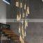 Customizable modern stairs chandelier pendant light villa rotating staircase light long k9 crystal chandelier
