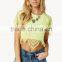 Fancy Ladies Tops Latest Design 2015 Wholesale Neon Lemon Lace Crop Tops for Women