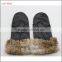 2016 ladies wholesale genuine leather mittens with brown fur