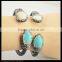 LFD-B0025 Wholesale Charms Turquoise & Pearl Pave Rhinestone Leather Bangles Bracelet in Black Color Jewelry Finding