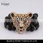 2016 Black glass beads pearl gold plating alloy animal bracelet fashion jewelry