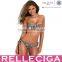 RELLECIGA NEW Metallic Leopard Pattern Full-Lined Bandeau Bikini Set with Front "V"