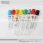 Laboratory phlebotomy vacutainer plastic test tubes