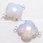 Sterling Silver White Chalcedony Clover Faceted Gemstone Connector