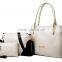 Hot sale black 3 pcs leather women set bags trendy handbags for women