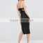 2016 hot-sale Cut-out back Lace inserts Soft-touch jersey Cami straps Close-cut bodycon fit Lace Bra Back Midi sexy Dress
