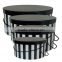 black and white hat box packaging with rope handle
