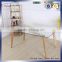 China Supplier Industrial Furniture Glass Dining Table with Wooden Legs