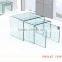 Classic Design Special Shape All Glass Transparent Coffee Table Glass Top 1+2 Cafe Table