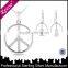 white gold plated names of costume jewelry with peace sign