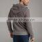 Plain dye wash zipper up grey hoodies for man