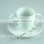 White porcelain cup saucer double handles , stock cups chaozhou factory Sanbo