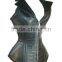 Women's Steel Boned Corset Gothic Faux Leather Halter Collar Steampunk Bustier