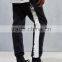 Dark black soft wear slim cotton tri-runner sweatpants for men