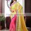 Fascinating Pink & Golden Color Combination Blooming Bliss Designer Sarees Collections