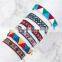 Fabric Boho Chic Bracelets Multicolor Cord Triangle Pattern Elastic 16.5cm long