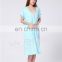 Bamboo fiber pajama button sleep dress for ladies short sleeves