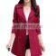 2016 BAIYIMO Womens Long Plus Size Turndown Collar Double Breasted Pea Trench Coat