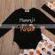 Halloween Clothes Newborn Baby Boy Girl Long Sleeve Mommy's Little Pumpkin Romper Pant Hat 3PCS Outfit Kids Clothing Set