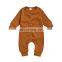 Long Sleeve Unisex Newborn Baby Premium Toddler Clothes Solid Color Baby Button Girls Bodysuit Plain Ribbed Baby Romper