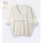 Женский свободный вязаный светр из cashmere с вырезом в форме буквы V и короткими рукавами