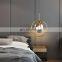 Nordic Round Ring Pendant Light Single Head Glass Metal Chandelier Household Decorative Light