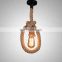 Vintage Industrial Pendant Light E27 Loft Retro Edison Hemp Rope Lamp
