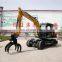 HW-80L 8Ton Timber Grab Log Digger With Wood Grabber Rotary Grapple for Wheel Excavator