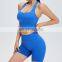 Ready To Ship Seamless Yoga Short Set Women Hanging Neck Bra And Shorts Two Piece Sportswear Set Suit Butt Lift Yoga Shorts
